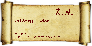 Kálóczy Andor névjegykártya