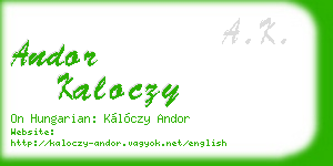 andor kaloczy business card