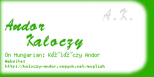 andor kaloczy business card